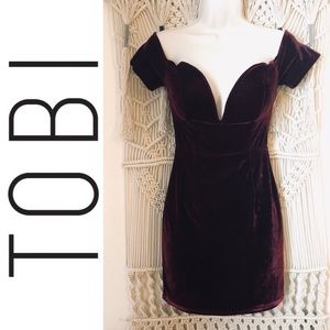 Sexy velvet TOBI deep V plunge mini dress